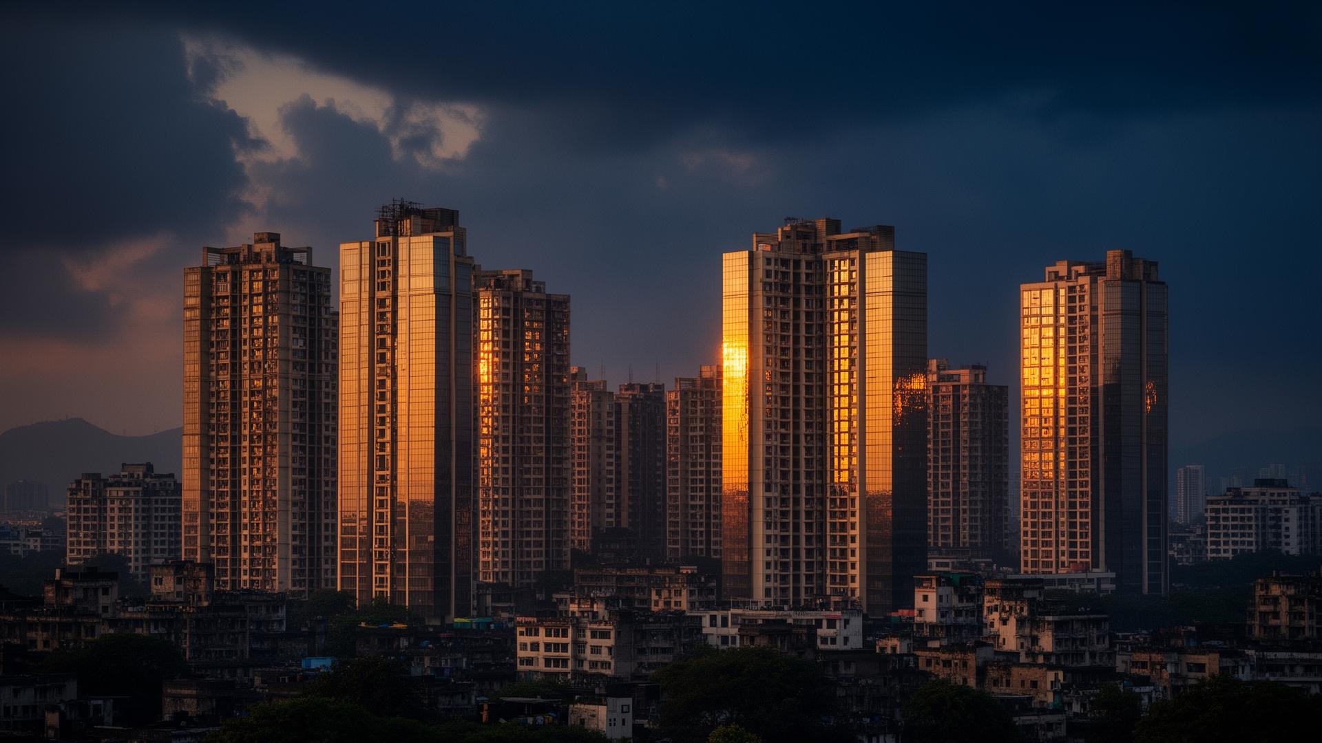 Mumbai skyline at golden hour
